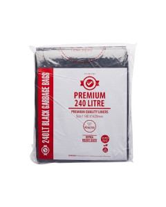 Austar PR240LT Premium Extra Heavy Duty Garbage Bag 240LT Black (100) Flat Pack