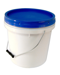 Round Plastic Bucket With Lid White/Blue 10L