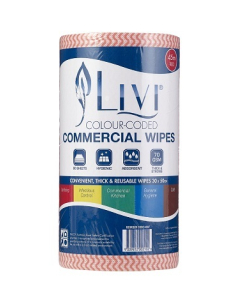 Livi® 6007 Commercial Wipes Roll 30cm x 45m - Red
