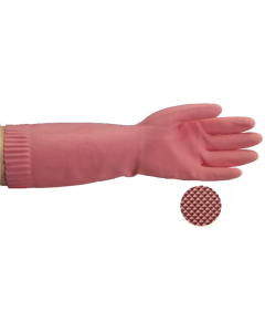 Gloves Rubber Premium Flocklined Pink Medium (12)